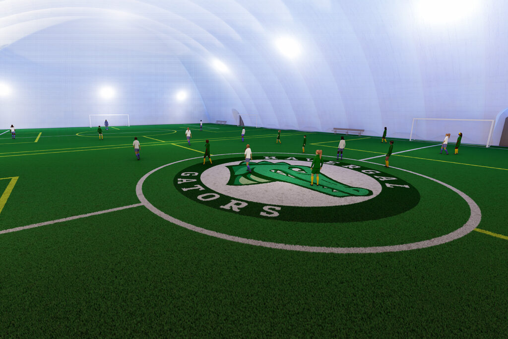 Rendering of the interior of an athletic dome.