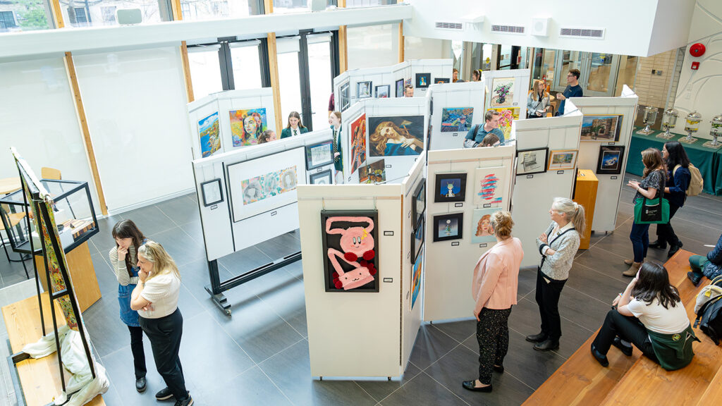 An art exhibition in the Learning Commons.