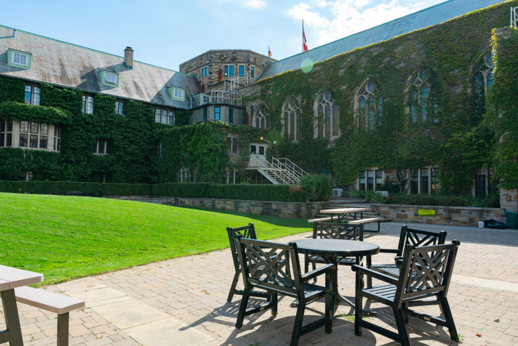 Labatt North Quad with a view of the Brenda Robson Hall.