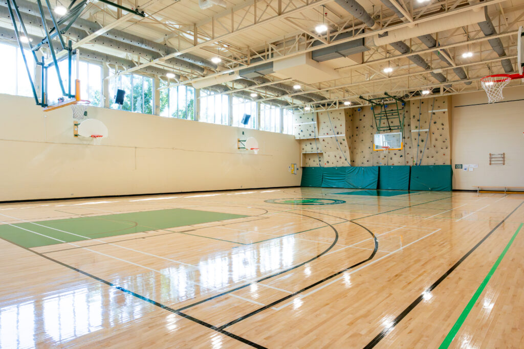 Single Gym with an indoor climbing wall.